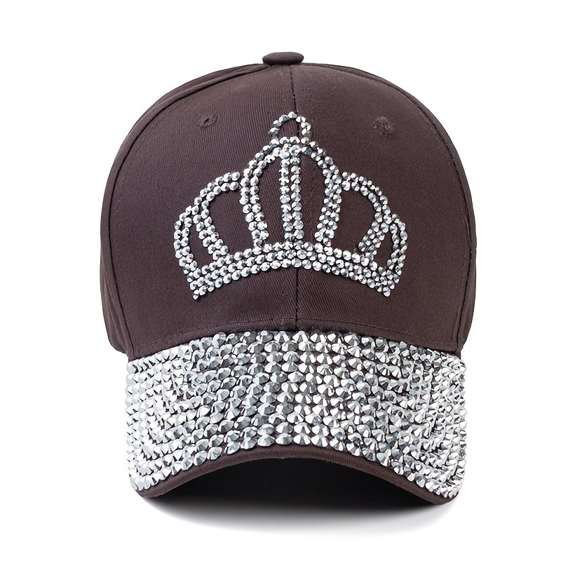 Crown Rhinestone Baseball Cap Ladies Snapback Denim Hat Valentines
