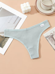 7pcs Ribbed Thongs Soft & Comfy Stretchy Intimates Panties Women's Lingerie