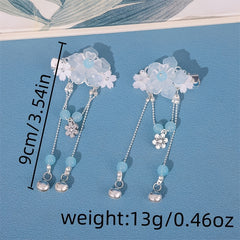 Girl's Hanfu Accessories Ribbon Headwear Tassel Flower Hair Clip