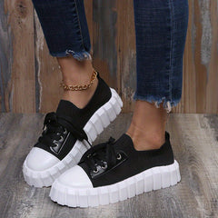 Women's Breathable Platform Sneakers Comfortable Low Top Shoes
