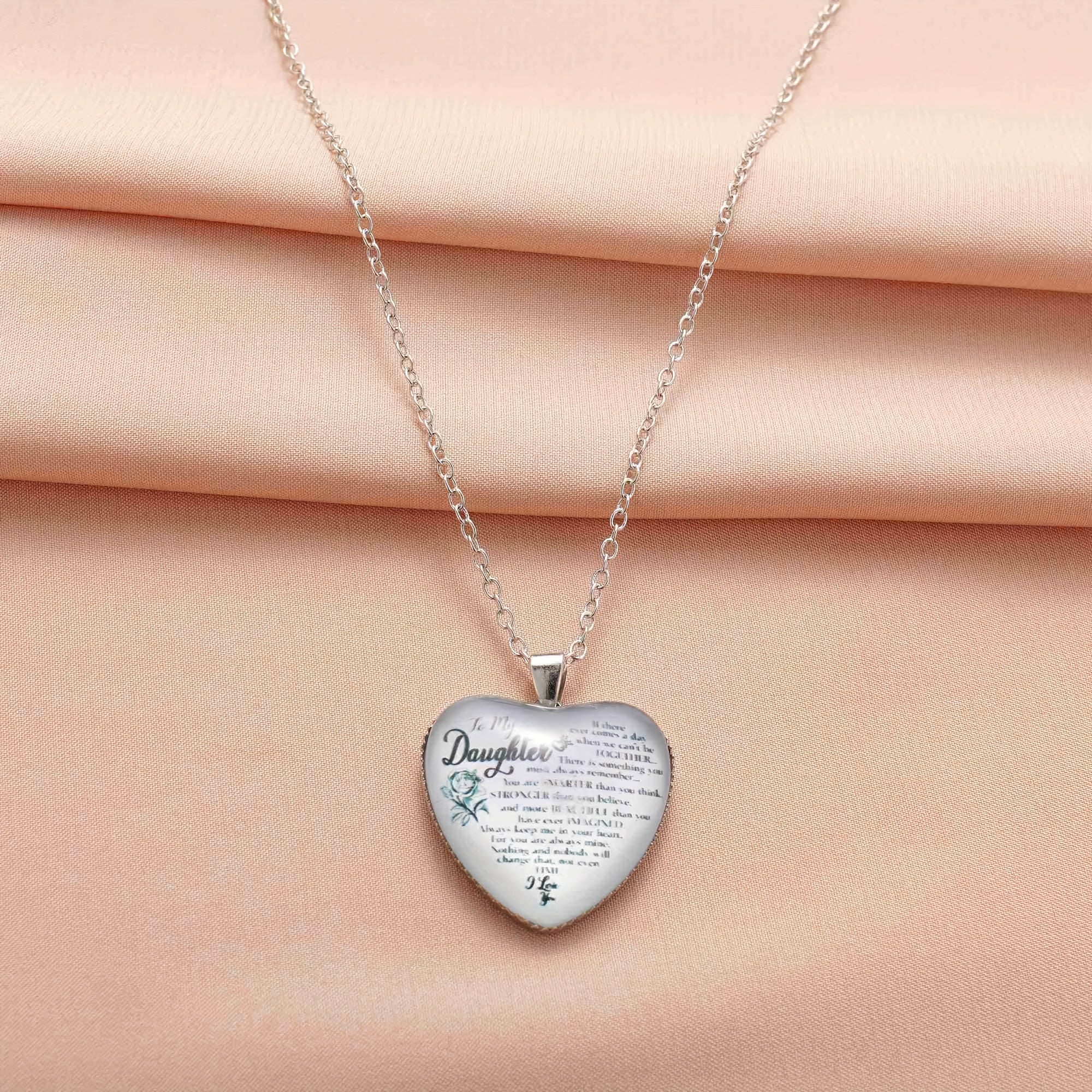 Love Heart Crystal Pendant Necklace for Daughter