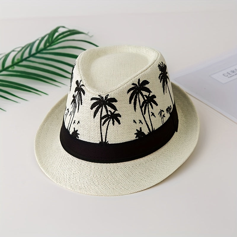 Palm Tree Jazz Hat Sun Protection Unisex Straw Hat