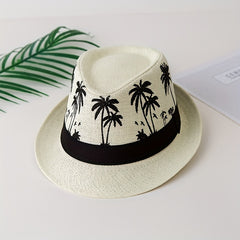 Palm Tree Jazz Hat Sun Protection Unisex Straw Hat