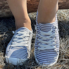 Striped Women's Casual Sneakers Lightweight Breathable Walking Shoes