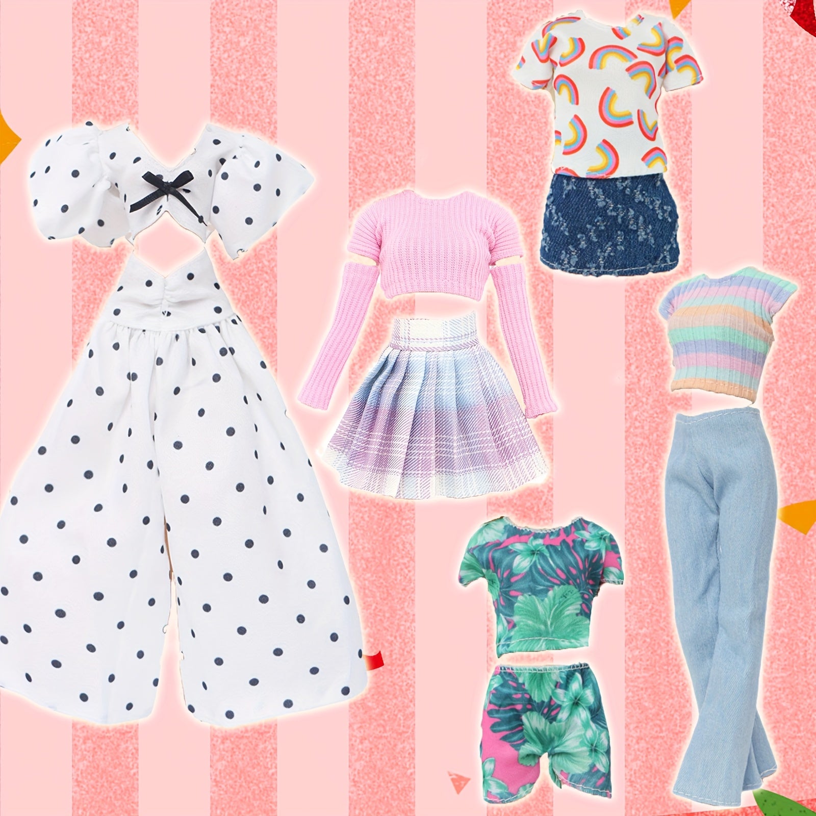 5-Piece Doll Clothes and Accessories Set for 11-8 Inch Girl Doll