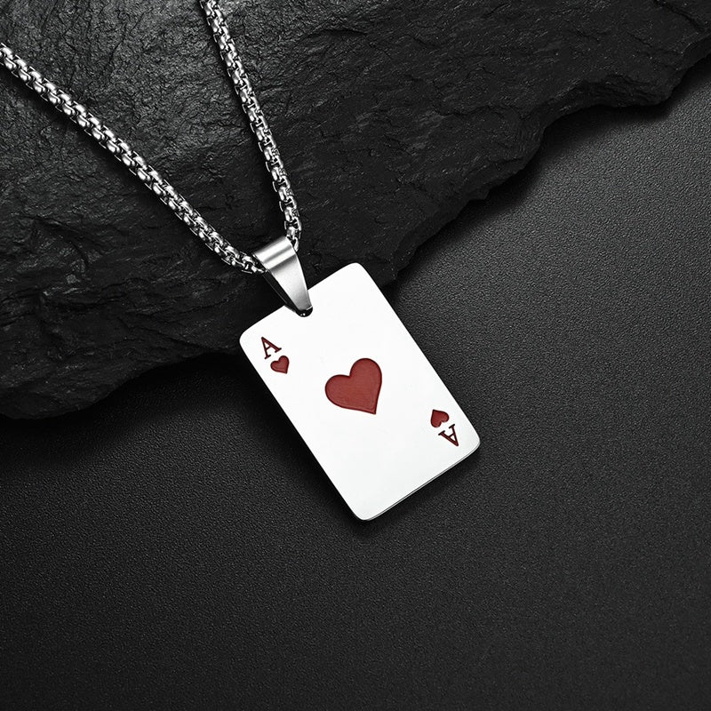 Hip Hop Ace Poker Spades Pendant Chain Necklace