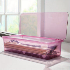 Transparent Chopstick Holder Kitchen Storage Box Plastic Drain Fridge Box