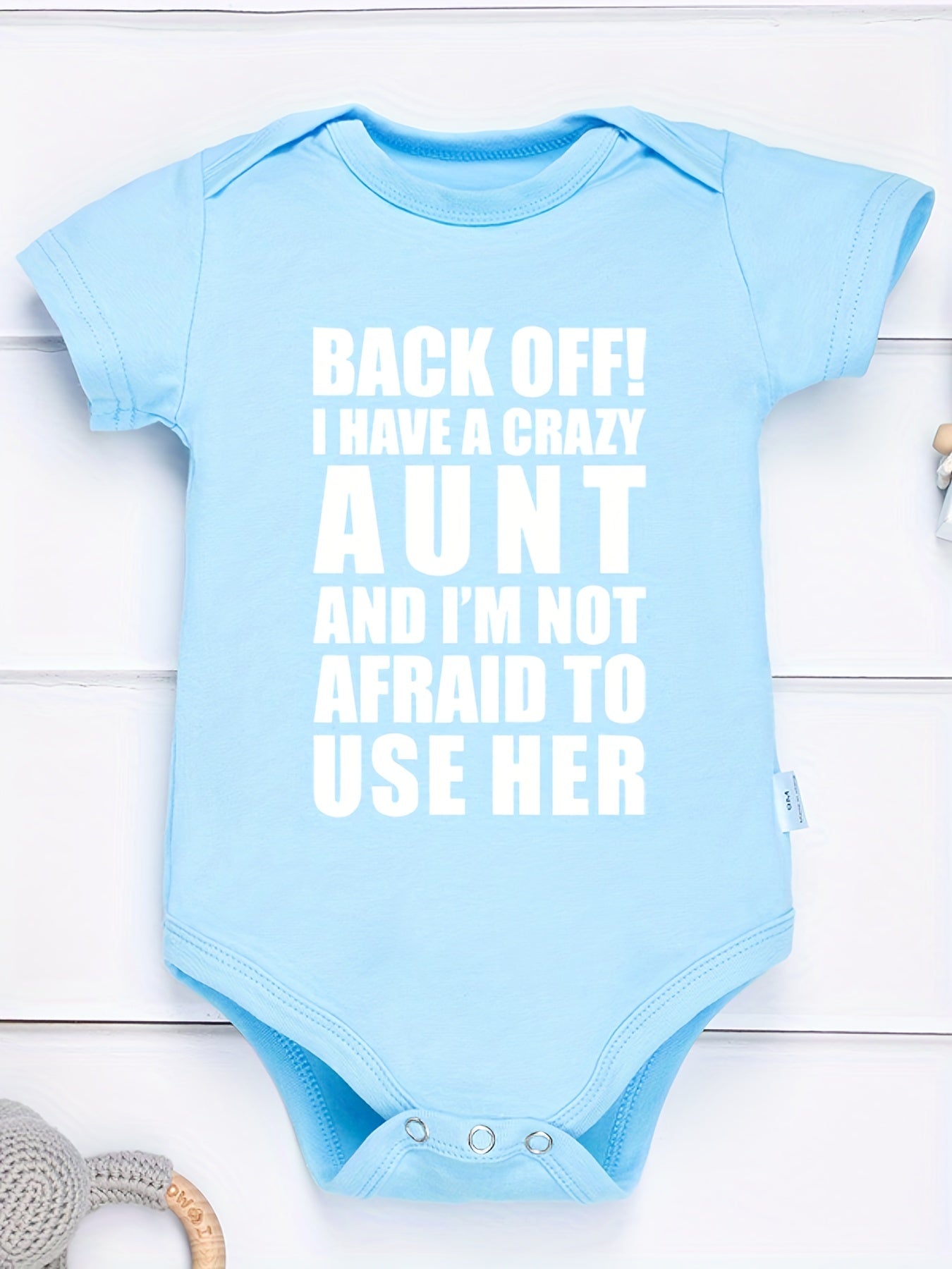 Baby Boys BACK OFF Print Romper Short Sleeve Bodysuit