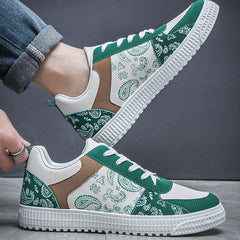 Men's Paisley Print Low Top Lace-up Skate Shoes