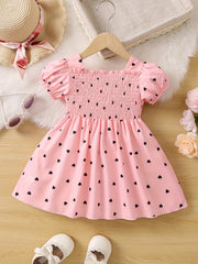 Heart Print Tunic Dress for Girls - Party Birthday Outfit
