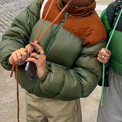 Block Zip Up Coat Casual Long Sleeve Outerwear