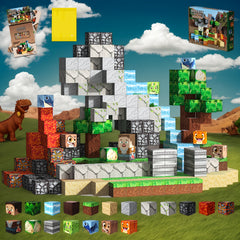 80pcs Magnetic Blocks Create Your Own Dinosaur Land Scene Magnet Tiles Toys