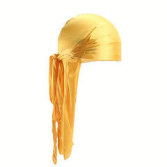 Men's Silky Turban Head Wrap Hat Wig Satin Extra Long Tail