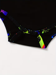 Graffiti Glow In The Dark Print Romper & Shorts Set
