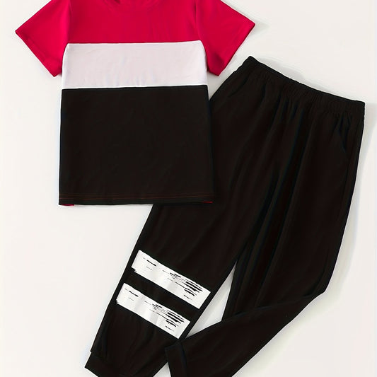 Boys Block Short Sleeve T shirt & Sweatpants Set