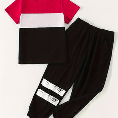Boys Block Short Sleeve T shirt & Sweatpants Set