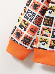 Girls Halloween Full Print Crew Neck Sweatshirts Pullovers