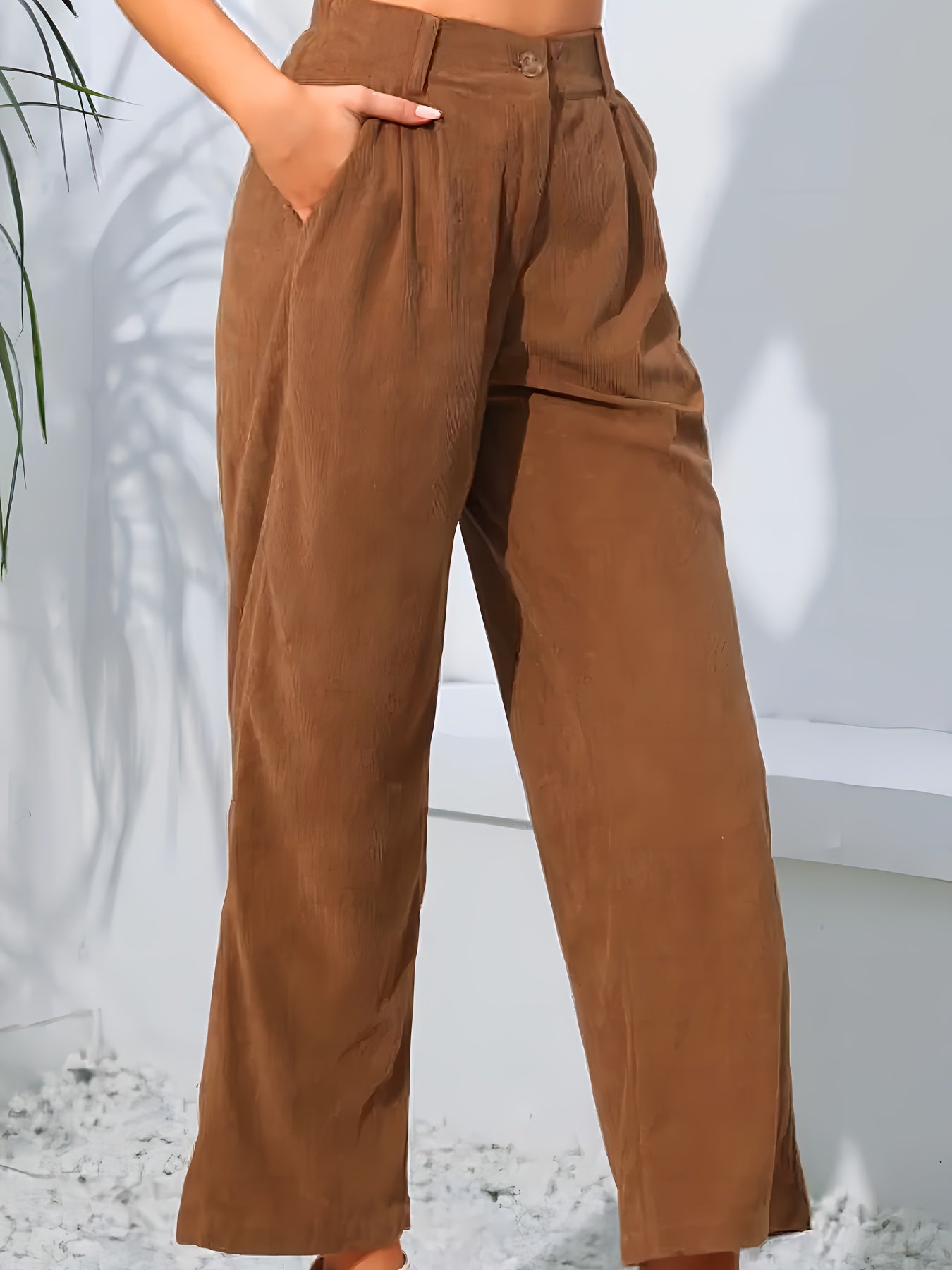 Corduroy Wide Leg Trousers High Rise Casual Pants