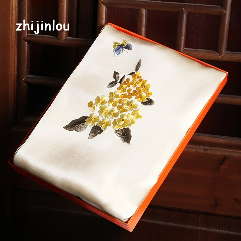 Double Layer Silk Scarf SuZhou Embroidery Phalaenopsis Butterfly Shawl