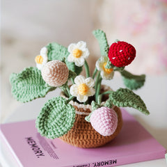 Knitting DIY Wool Flower Potted Ornament Set - English Manual Included