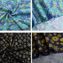 6pcs Japanese Sakura Waves Cotton Sewing Fabric 9.8inch DIY Quilting