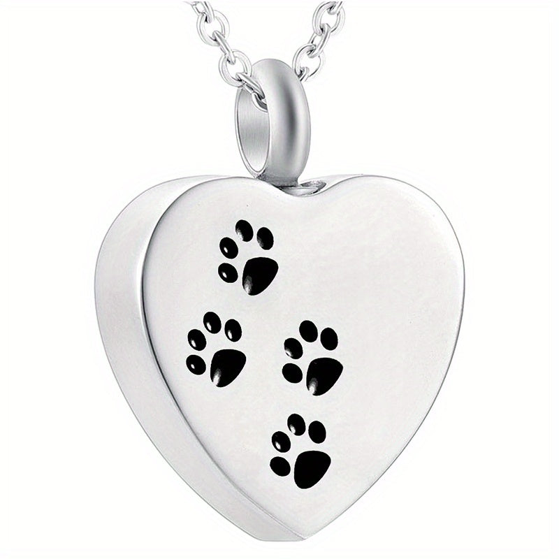 Pet Memorial Necklace Heart Pendant Cremation Urn for Ashes Keepsake