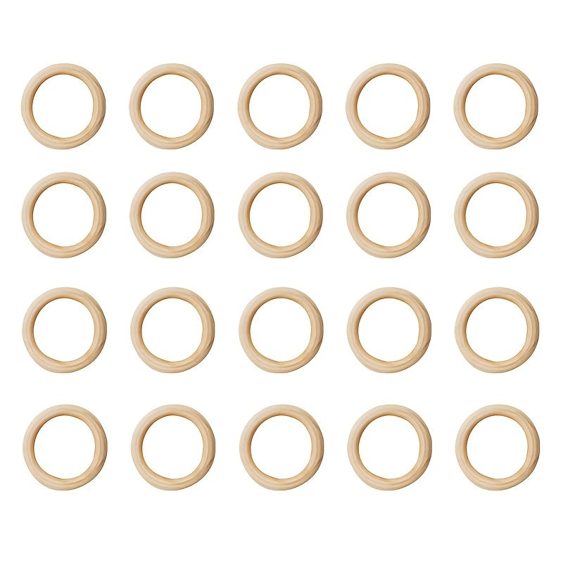 20pcs 1 Inch Wooden Craft Ring Natural Mini Wooden Rings DIY Connectors