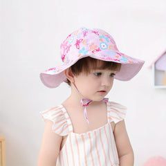 Teen Casual Butterfly Graphic Print Sun Hat, Adjustable Breathable Wide Brim Hat