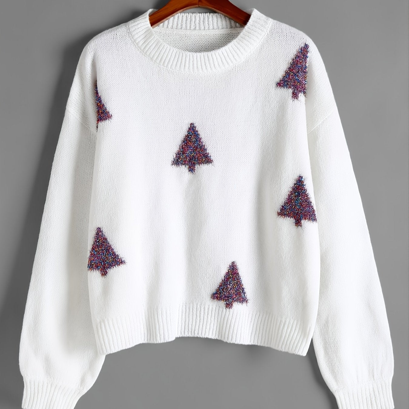 Metallic Graphic Tree Long Sleeve Sweater