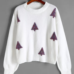 Metallic Graphic Tree Long Sleeve Sweater