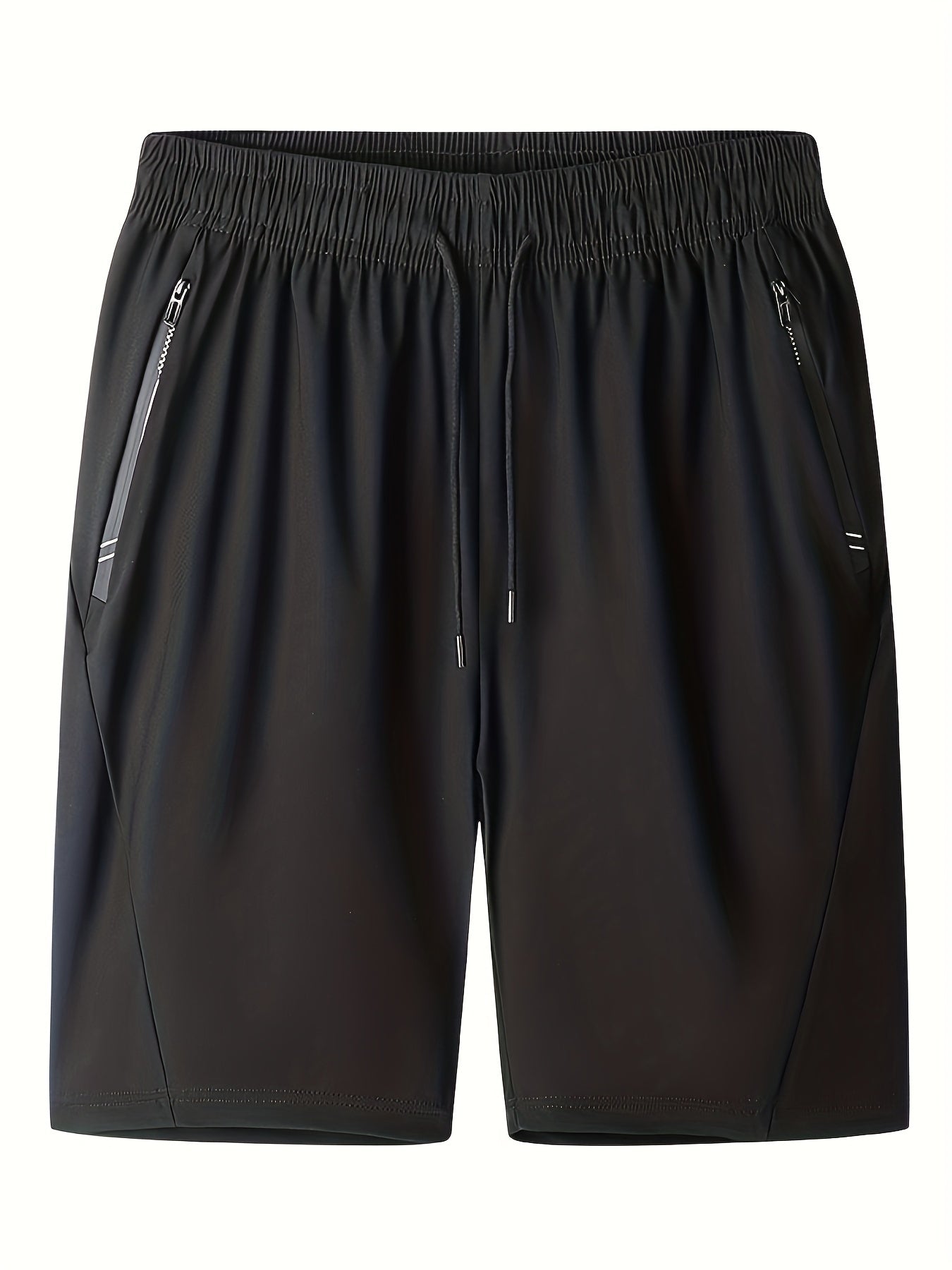 Men's Solid Breathable Shorts with Pockets - Elastic Waist
