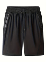 Men's Solid Breathable Shorts with Pockets - Elastic Waist