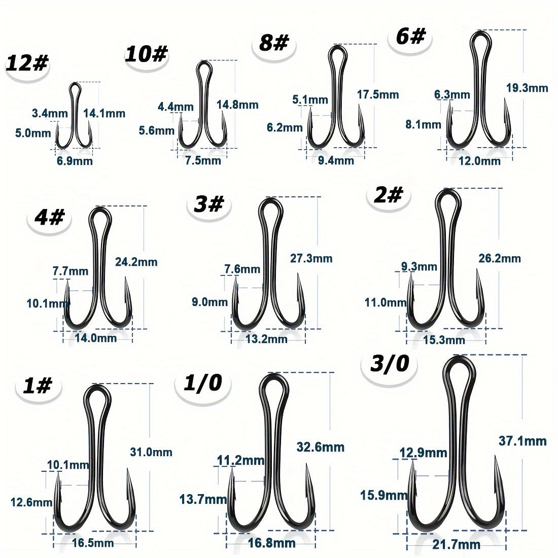 50pcs Double Hooks High Carbon Steel Barbed Worm Hook Fishing Replacement