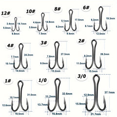 50pcs Double Hooks High Carbon Steel Barbed Worm Hook Fishing Replacement