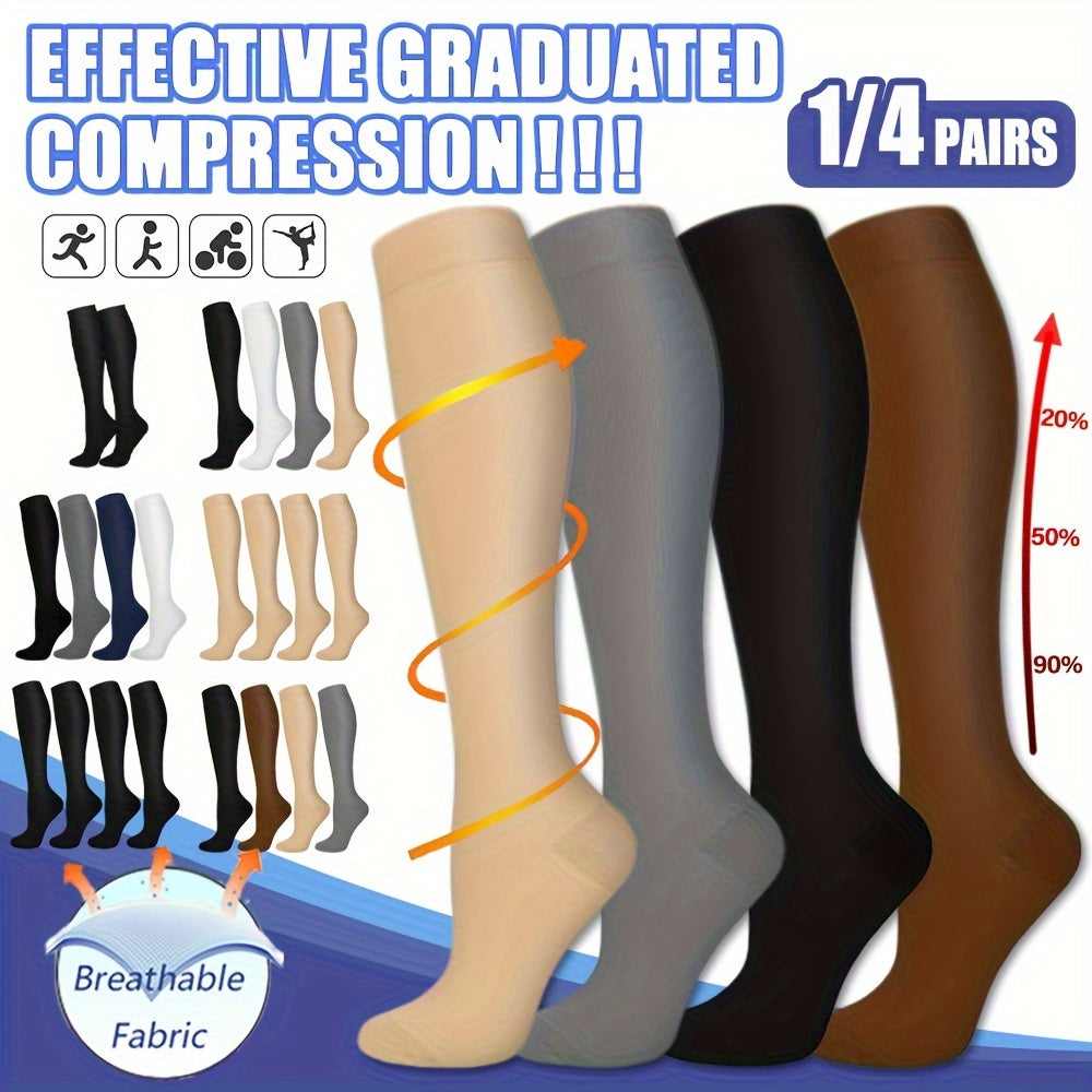 Compression Socks 15-20 MmHg Knee High For Nurses Running Hiking