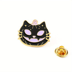 Enamel Pumpkin Cat Retro Halloween Brooch Funny Pin Jewelry