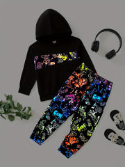Reflective Boy's 2pcs Hoodie & Sweatpants Set Colorful Graphic Outfits