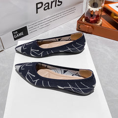 Women's Breathable Knit Flat Shoes Pointed Toe Slip on Casual Shoes