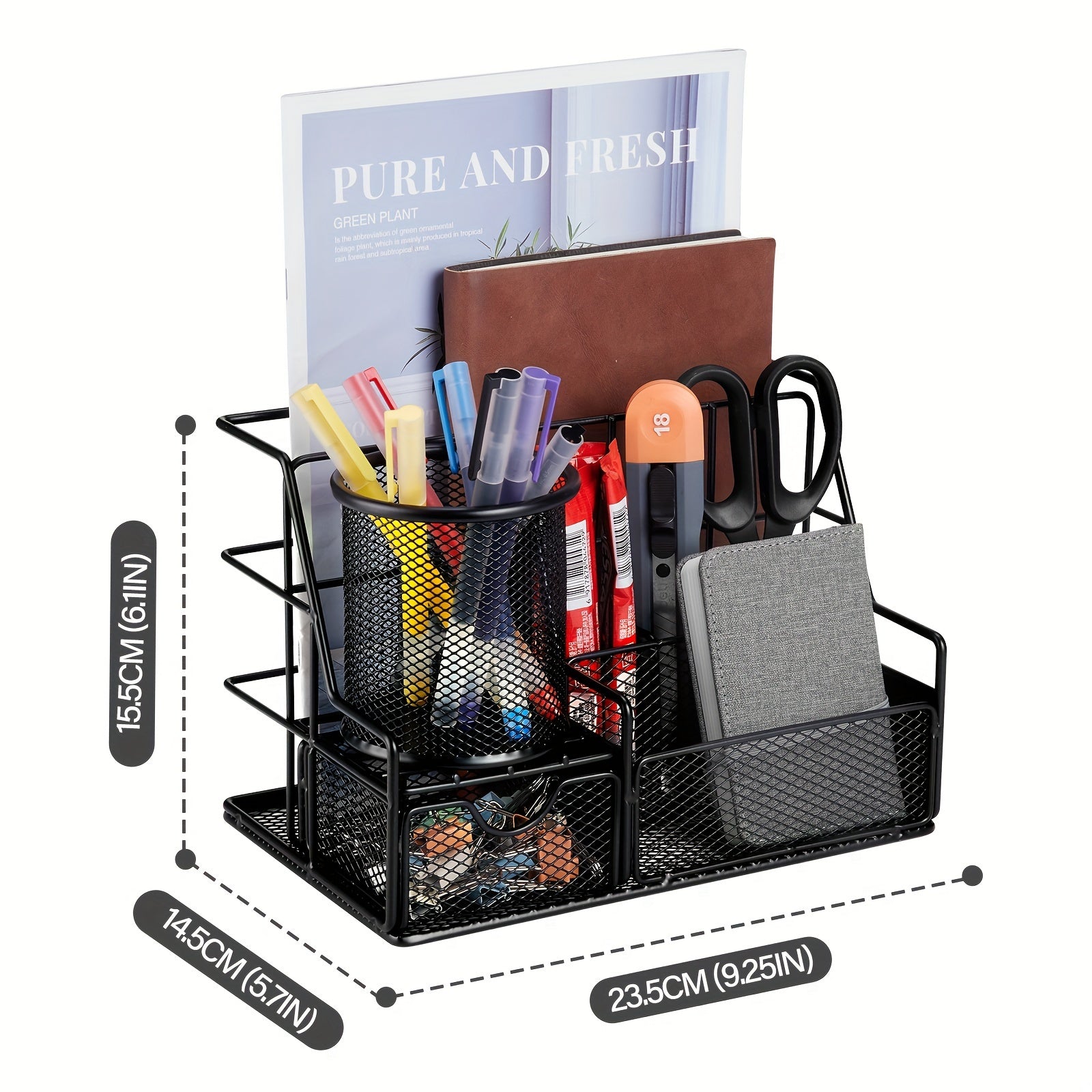Tabletop Storage Rack w/ Drawer & 5 Letter Sorting Rack