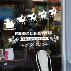 Christmas Theme Window Stickers Elk Removable Vinyl Wall Decor