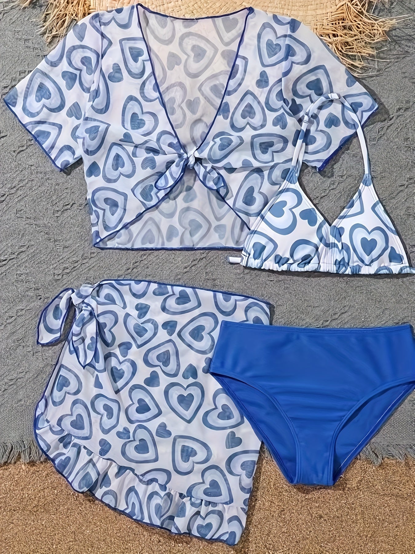 Girls Heart Pattern Swimsuit Set - Sweet Bathing Suit