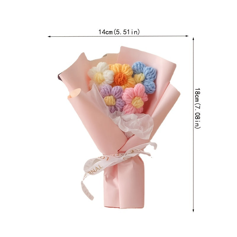 Mother's Gift Knitting Flowers Puff Flowers Small Bouquet Wool Bouquet
