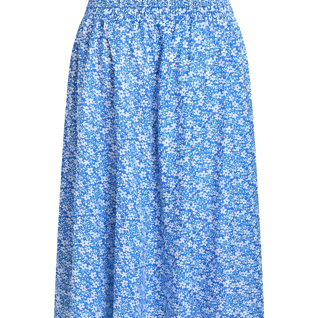 Floral Print Shirred Waist Skirt Elastic Waist Skirt for Summer