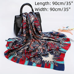 Paisley Printed Large Square Scarf Silk Satin Bandana Hair Wrap Neck Scarf