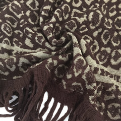 Leopard Print Dark Shawl Blanket Scarf Fur Collar Cashmere Winter Warm Tassel
