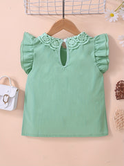Toddler Girls Lace Collar Butterfly Sleeve Blouse Top