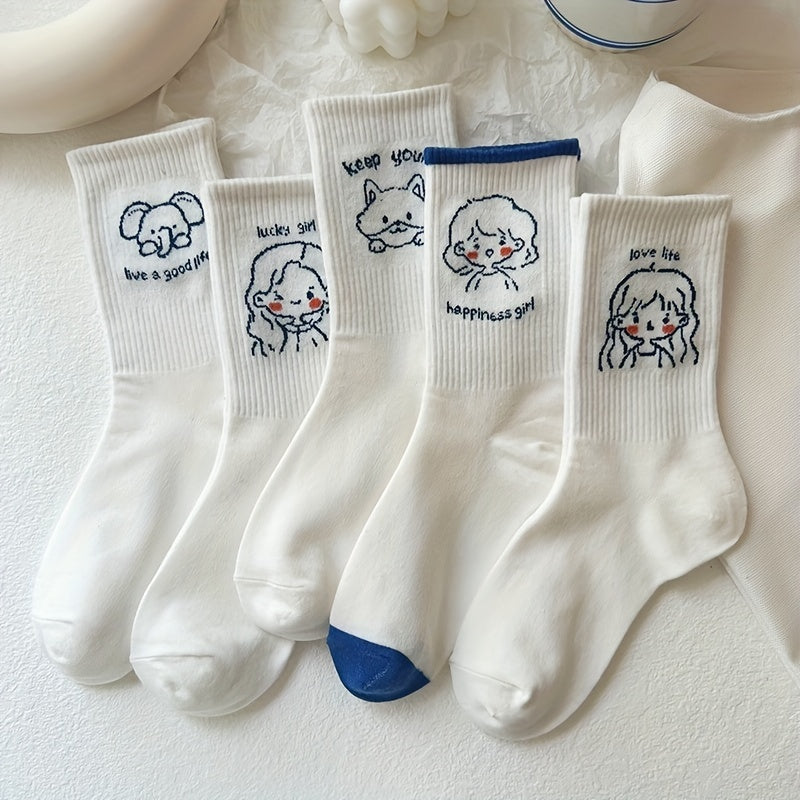 10 Pairs Cartoon Pattern Socks for Women
