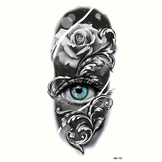 Eye & Flower Pattern Temporary Tattoo Waterproof Long lasting For Men Women