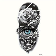 Eye & Flower Pattern Temporary Tattoo Waterproof Long lasting For Men Women