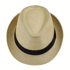 Men's Straw Hat Jazz Hat Summer Sunshade Straw Hat Outdoor Sun Hat